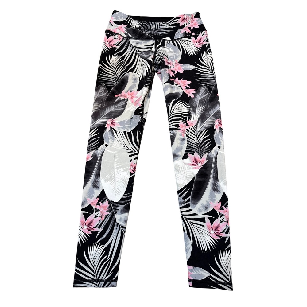 Victoria Sport (Black) Knockout Tight Tropical Floral Leggings Womens Medium‎